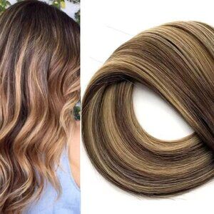 18″ Genius Wefts, 50g,100% Human Remy Ombre Balayage Hair Extensions #B5-5/16B